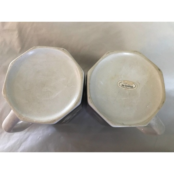 Vintage Giftco Tartan Christmas Teddy Bear Octagon Coffee Cup/Mug Set of 2 - Picture 2 of 8